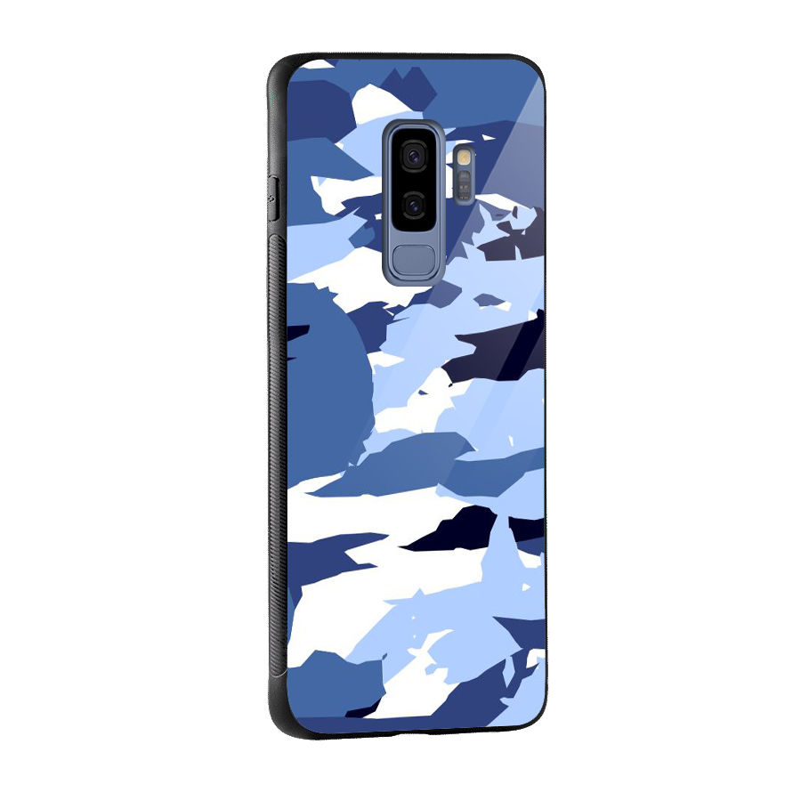 Blue White Canvas Glass Back Case for Galaxy S9 Plus