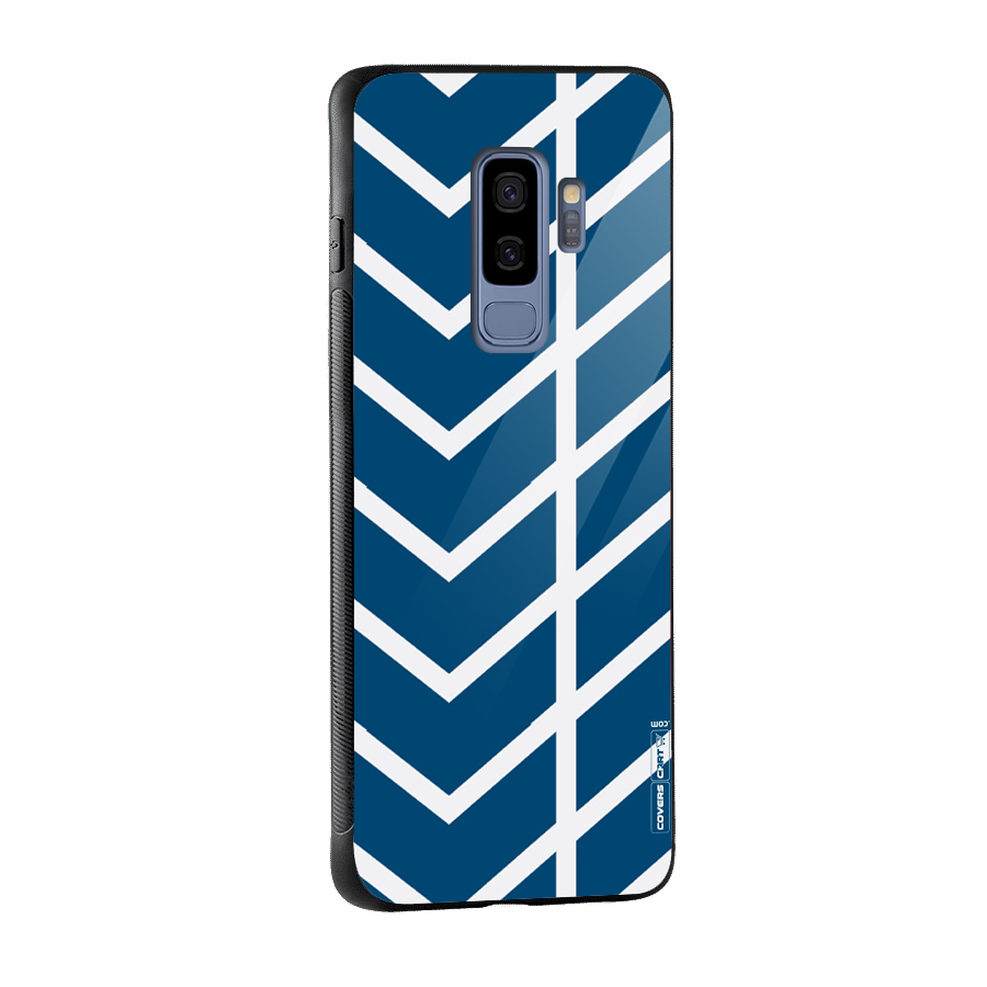 Blue White Pattern Glass Back Case for Galaxy S9 Plus