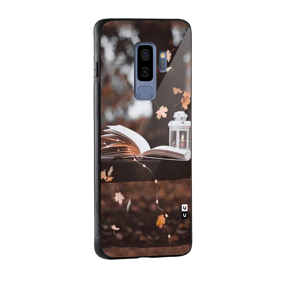Book and Fall Leaves Glass Back Case for Galaxy S9 Plus