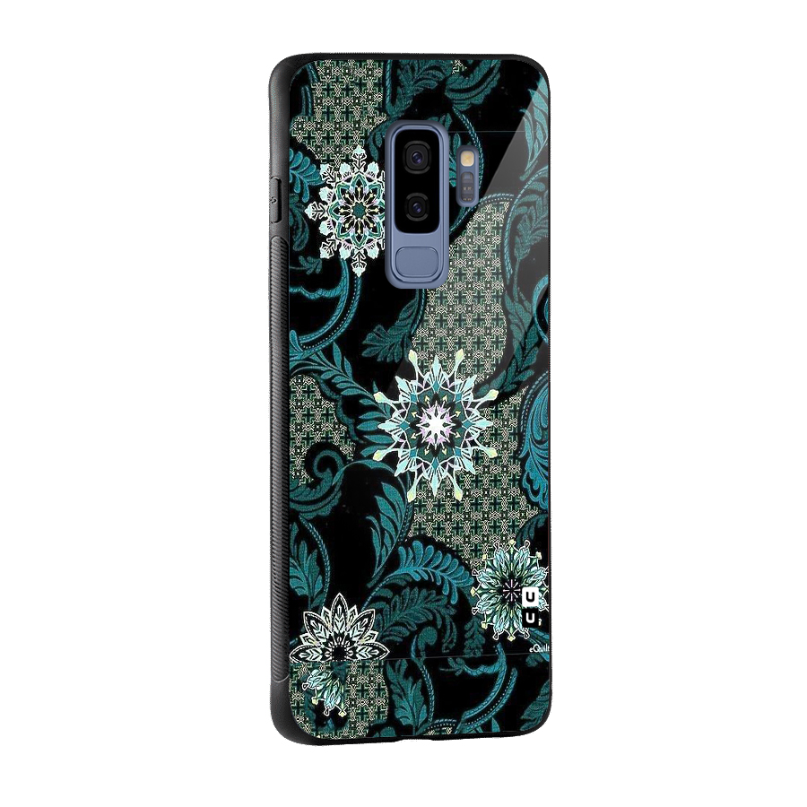 Bottle Green Floral Glass Back Case for Galaxy S9 Plus