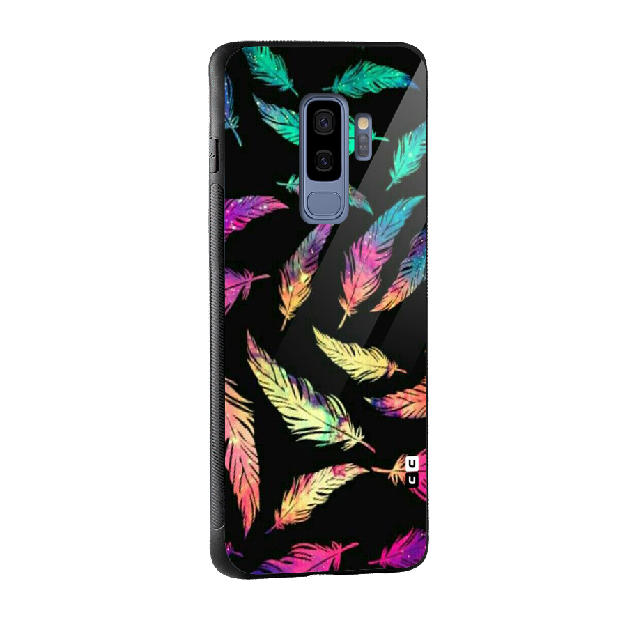 Bright Feathers Glass Back Case for Galaxy S9 Plus