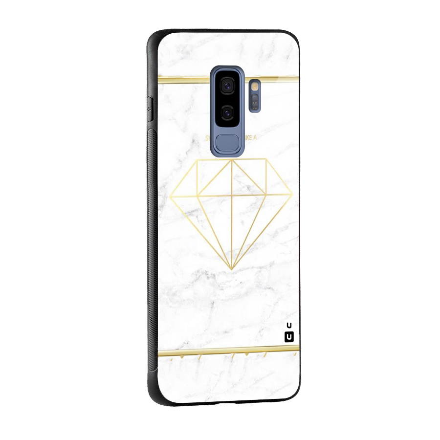 Bright Gold Diamond Glass Back Case for Galaxy S9 Plus