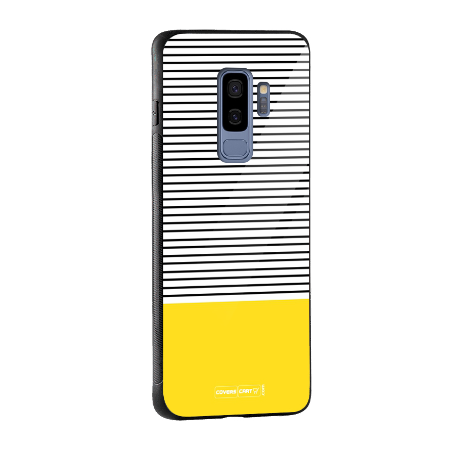 Bright Yellow Stripes Glass Back Case for Galaxy S9 Plus