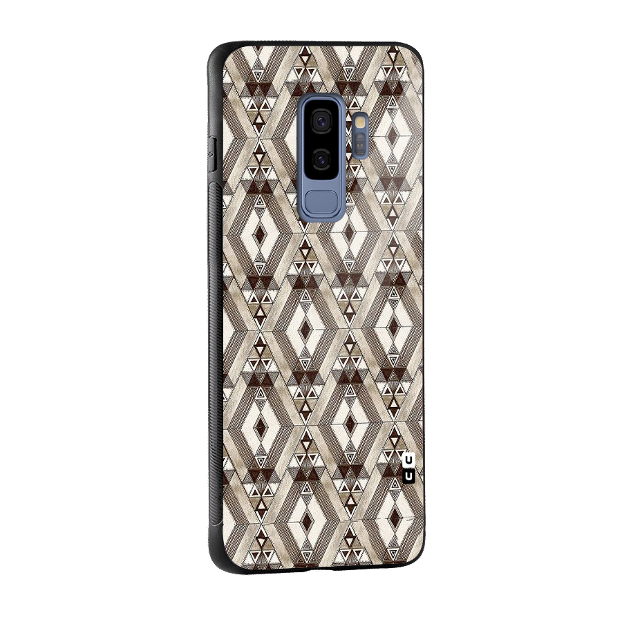 Brown Abstract Design Glass Back Case for Galaxy S9 Plus