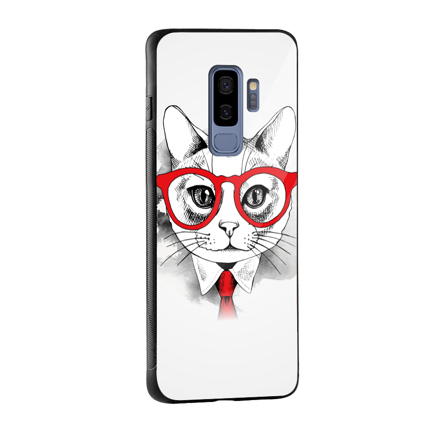 Business Cat Glass Back Case for Galaxy S9 Plus