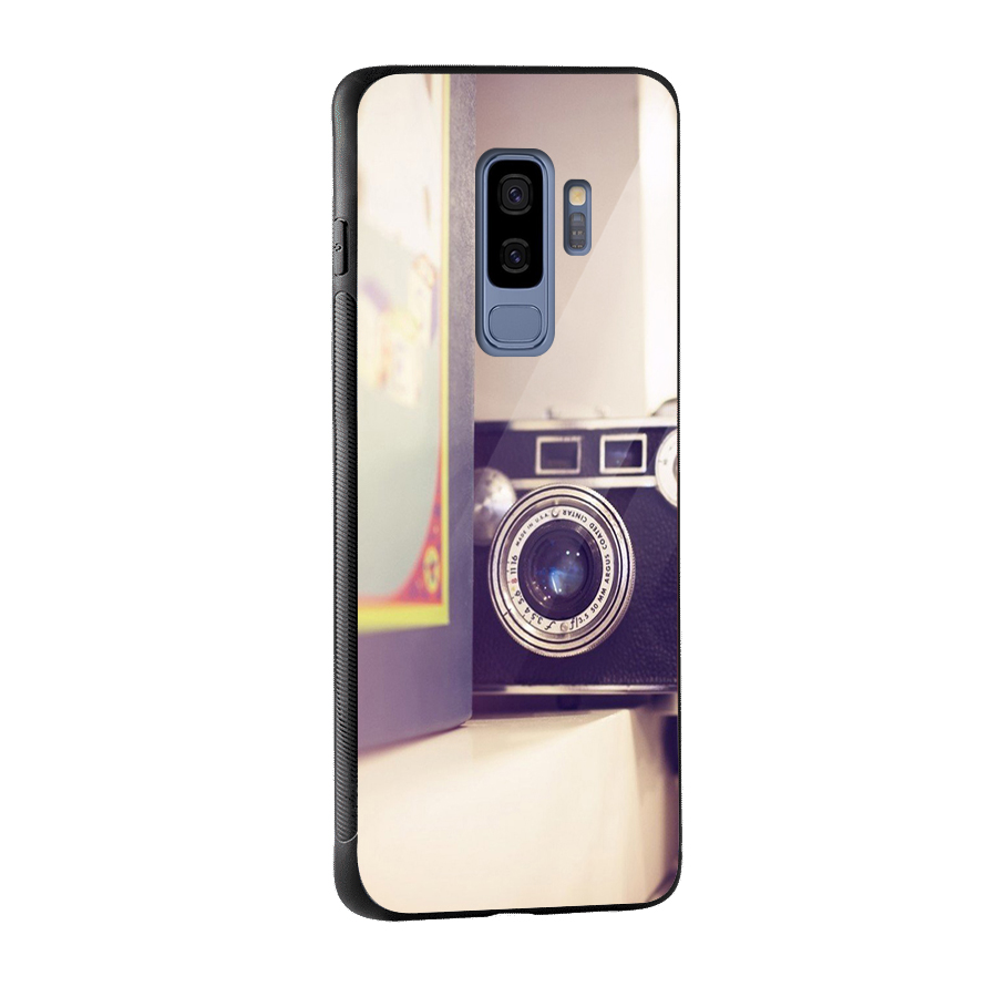 Camera Vintage Pastel Glass Back Case for Galaxy S9 Plus