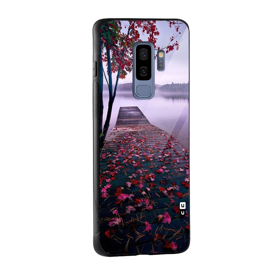 Cherry Blossom Dock Glass Back Case for Galaxy S9 Plus