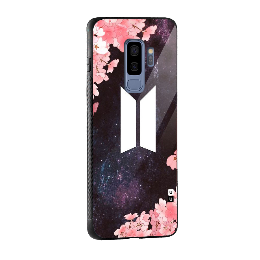 Cherry Blossom Pause Design Glass Back Case for Galaxy S9 Plus
