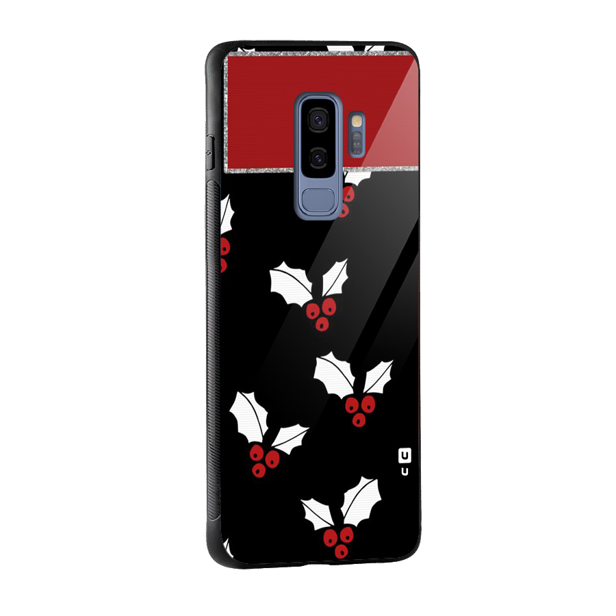 Cherry Leaf Design Glass Back Case for Galaxy S9 Plus