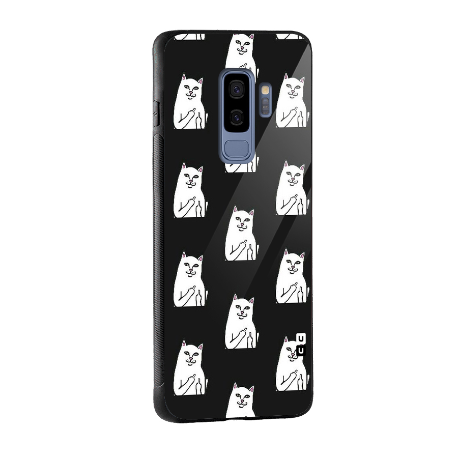 Chill Cat Pattern Glass Back Case for Galaxy S9 Plus