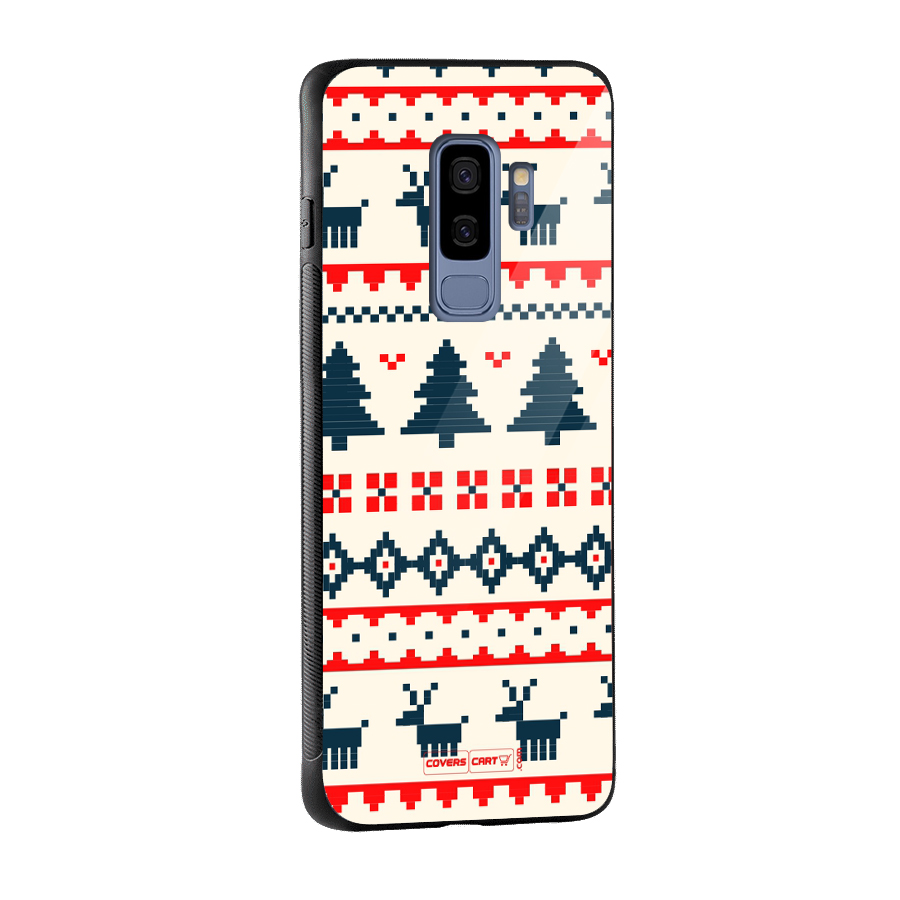 Christmas Design Pattern Glass Back Case for Galaxy S9 Plus