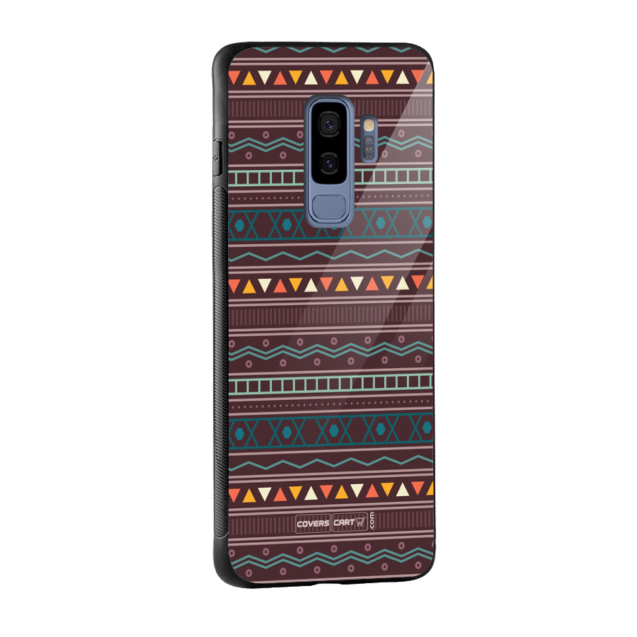 Classic Aztec Pattern Glass Back Case for Galaxy S9 Plus