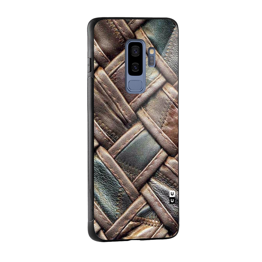 Classic Leather Belt Design Glass Back Case for Galaxy S9 Plus