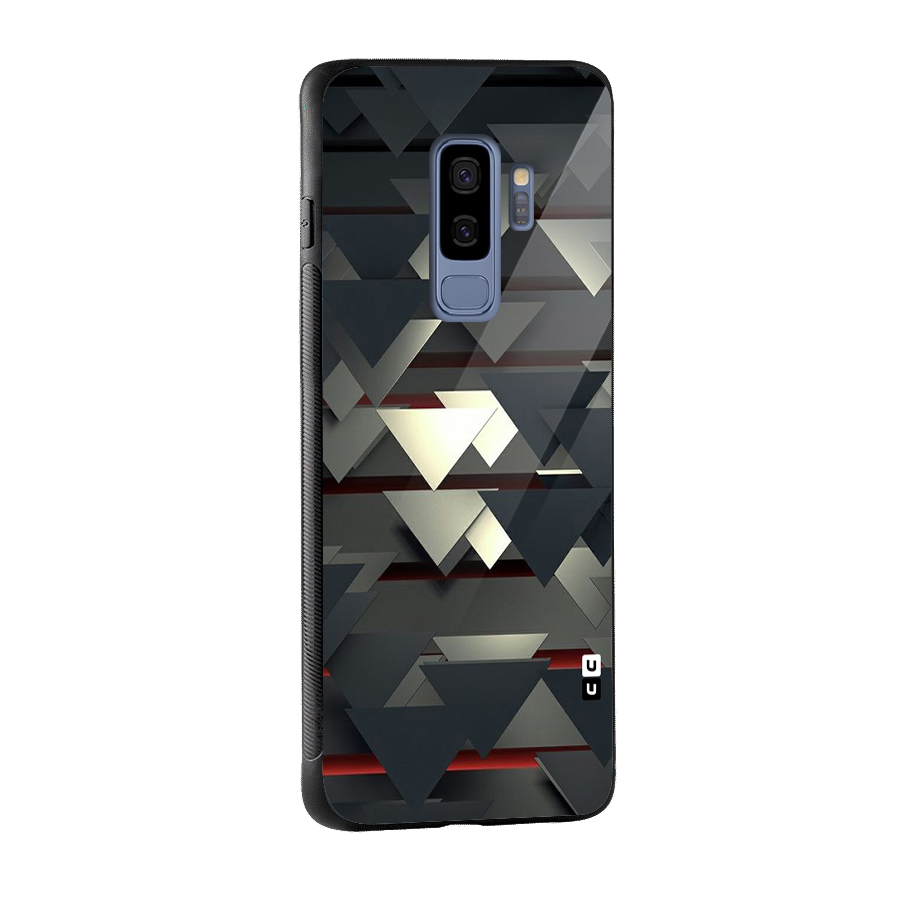 Classic Triangles Design Glass Back Case for Galaxy S9 Plus