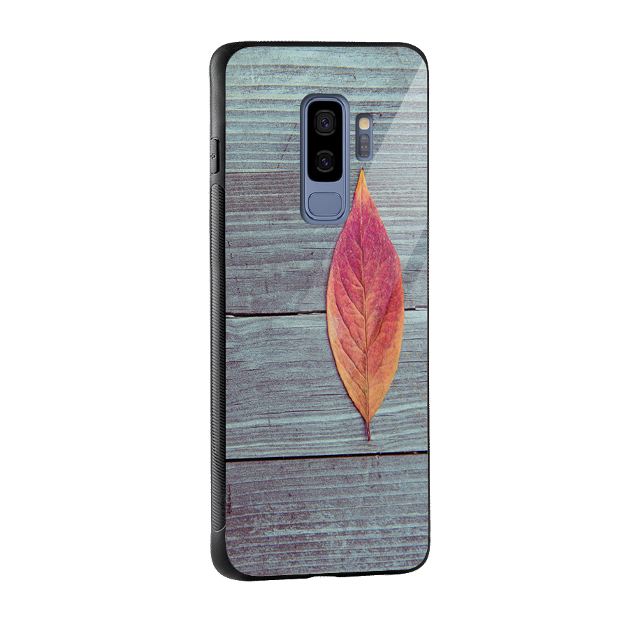 Classic Wood Leaf Glass Back Case for Galaxy S9 Plus
