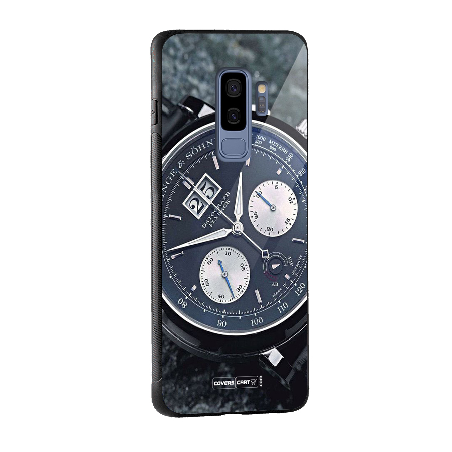 Classic Wrist Watch Glass Back Case for Galaxy S9 Plus