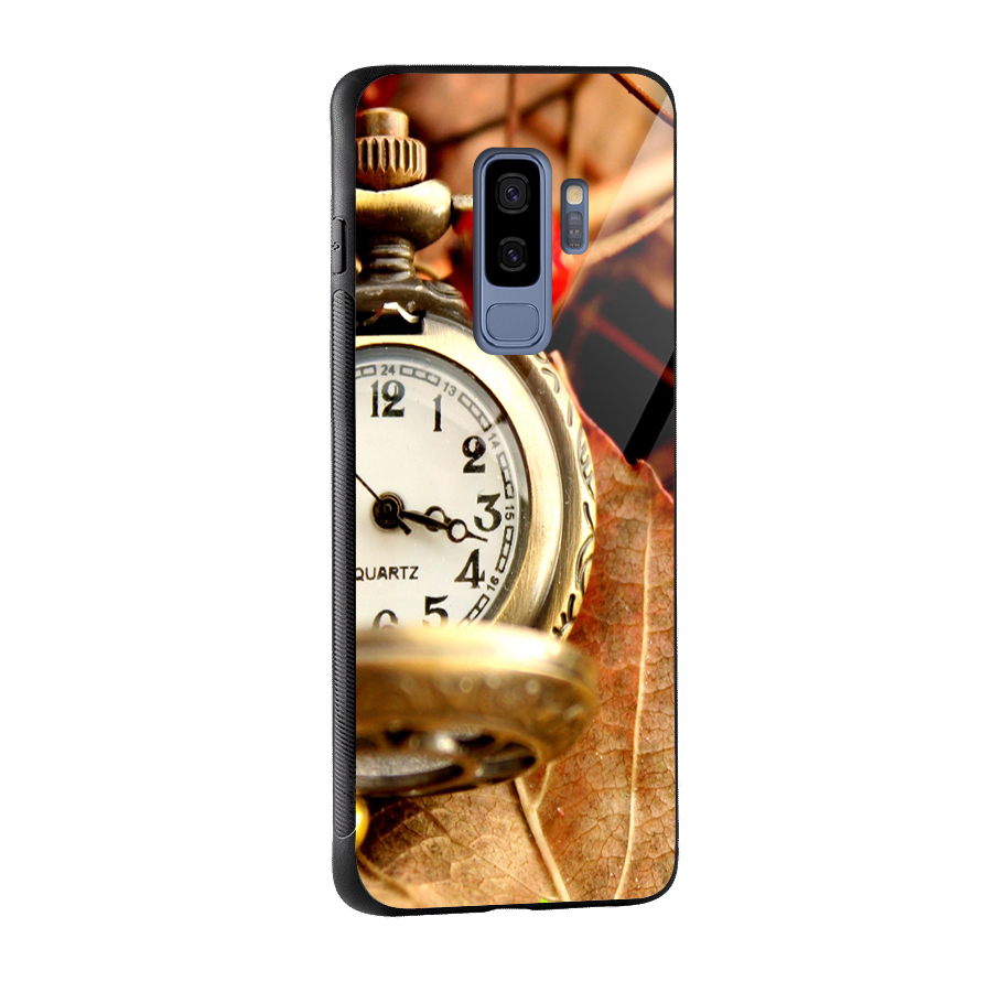 Clock And Cherry Glass Back Case for Galaxy S9 Plus