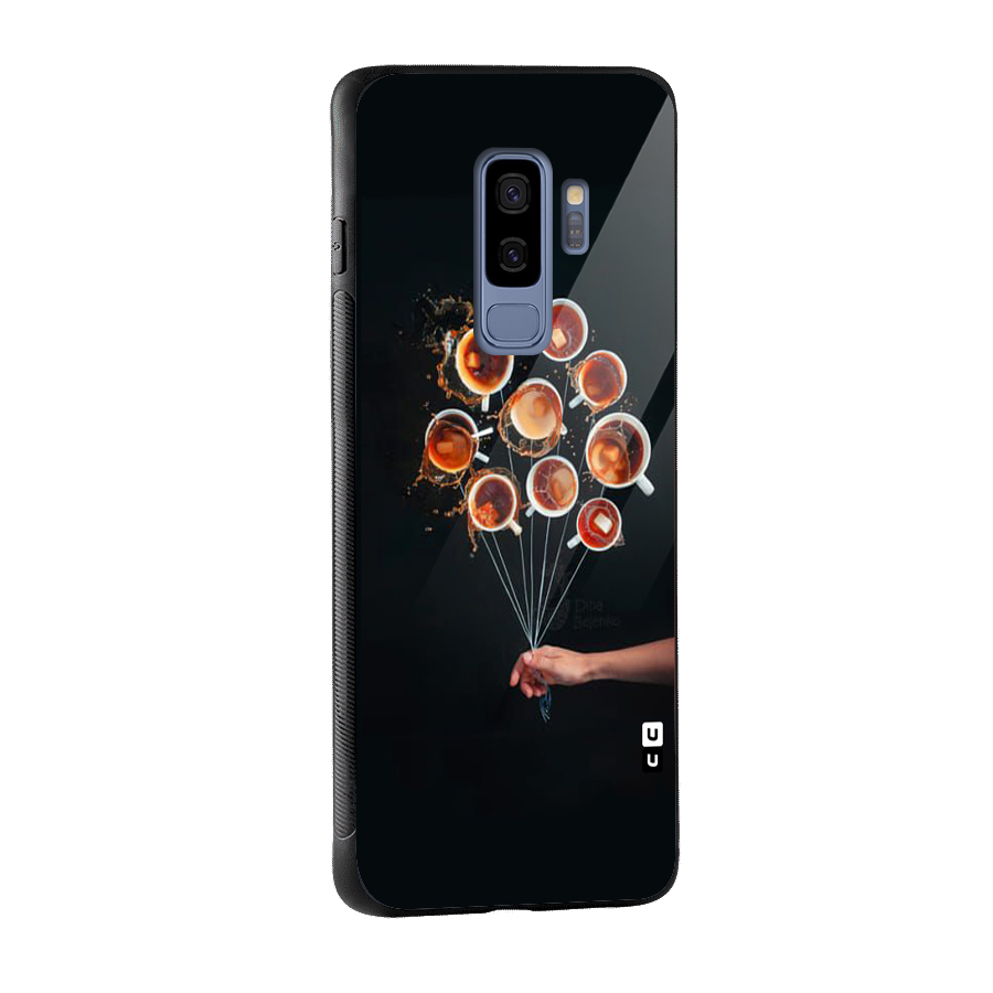 Coffee Balloon Glass Back Case for Galaxy S9 Plus