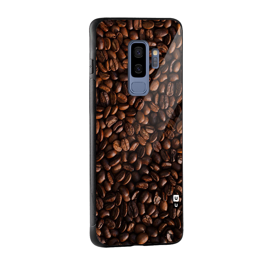 Coffee Beans Scattered Glass Back Case for Galaxy S9 Plus