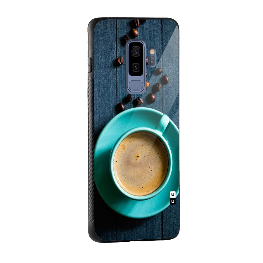 Coffee Beans and Cup Glass Back Case for Galaxy S9 Plus