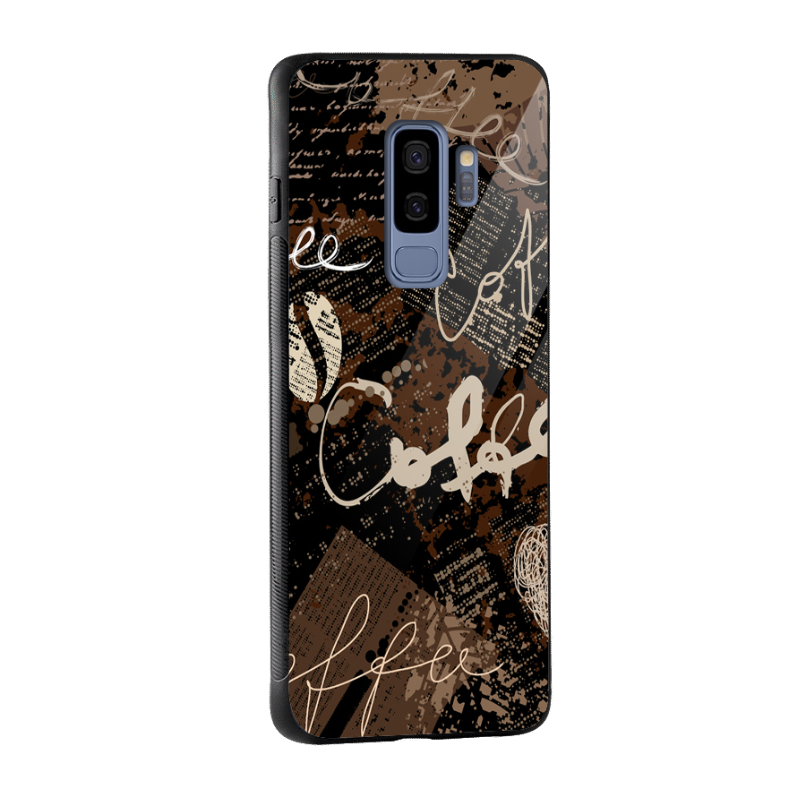 Coffee Scribbles Glass Back Case for Galaxy S9 Plus