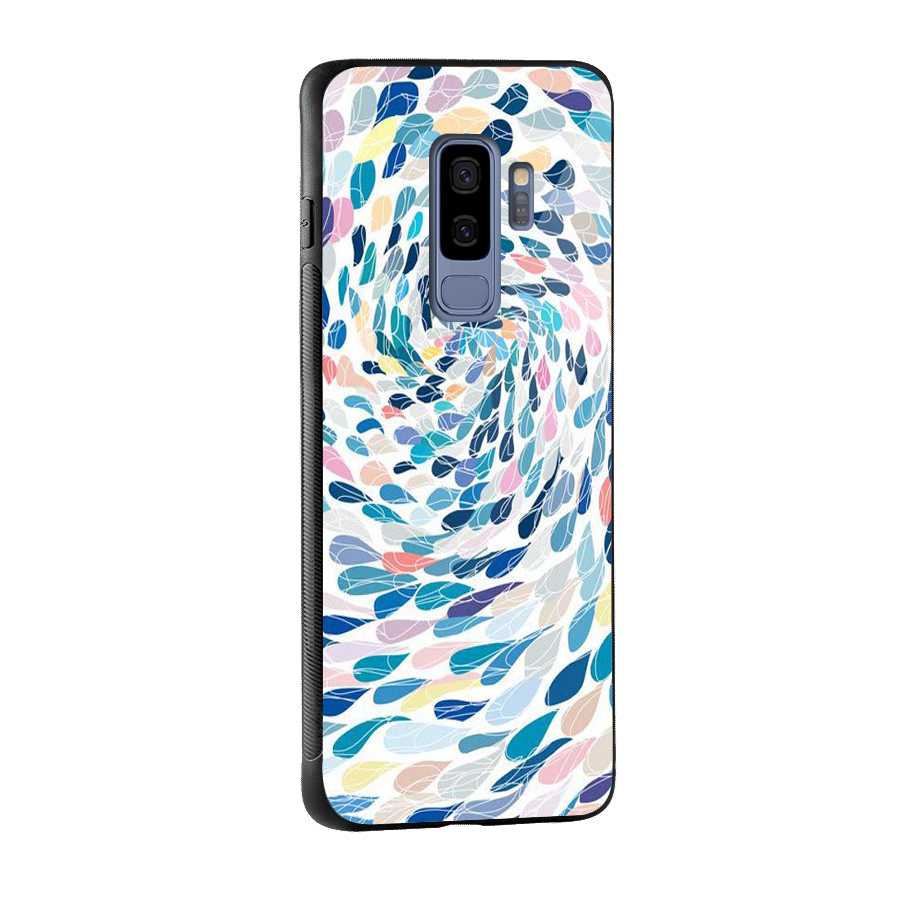 Color Droplets Swirls Glass Back Case for Galaxy S9 Plus