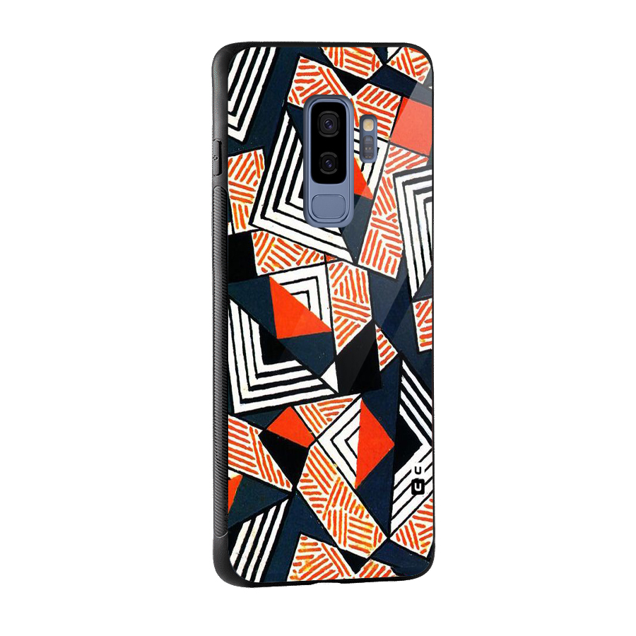 Colored Cuts Pattern Glass Back Case for Galaxy S9 Plus