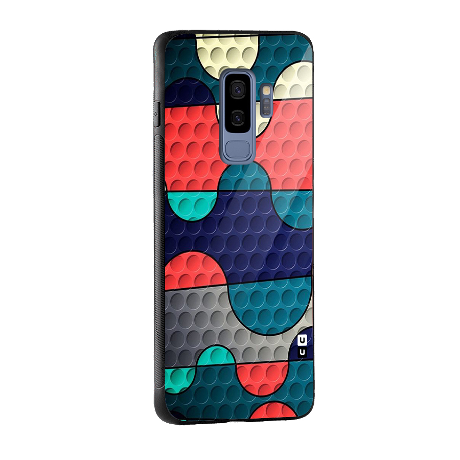 Colorful Puzzle Design Glass Back Case for Galaxy S9 Plus