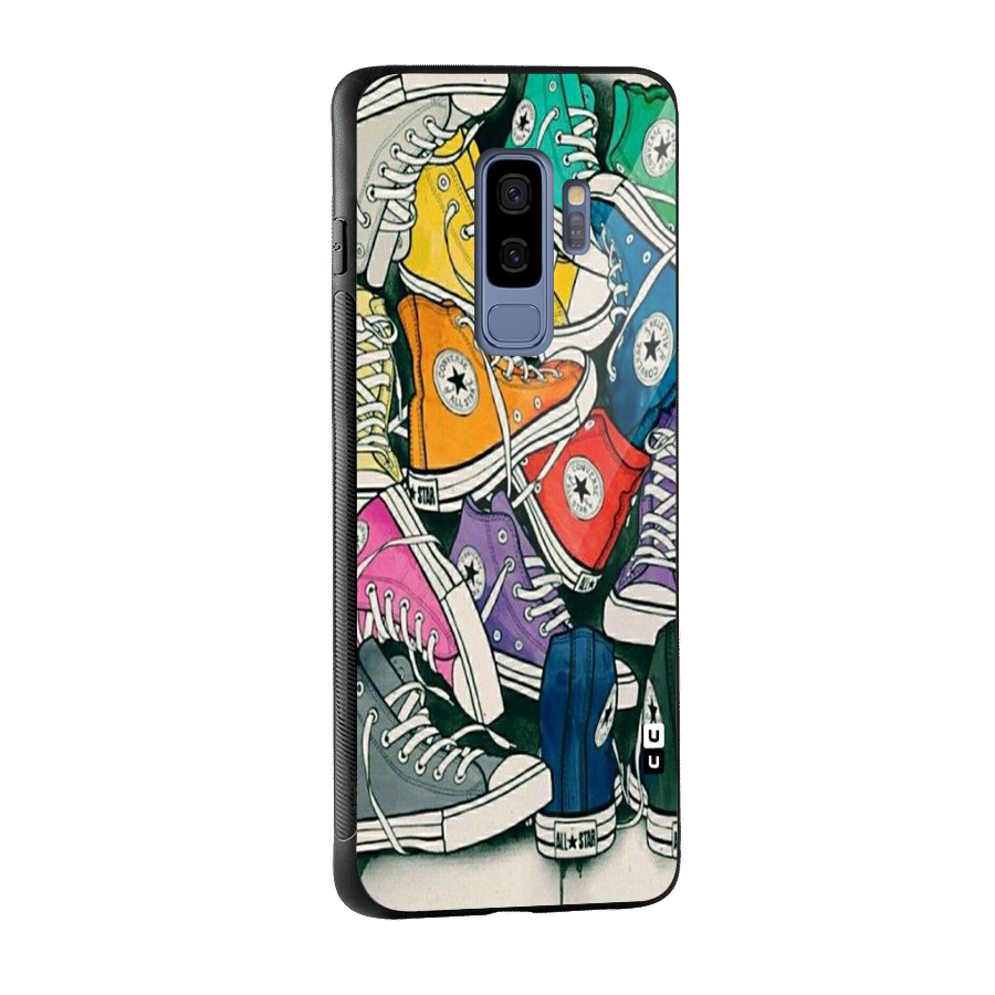 Colorful Shoes Glass Back Case for Galaxy S9 Plus