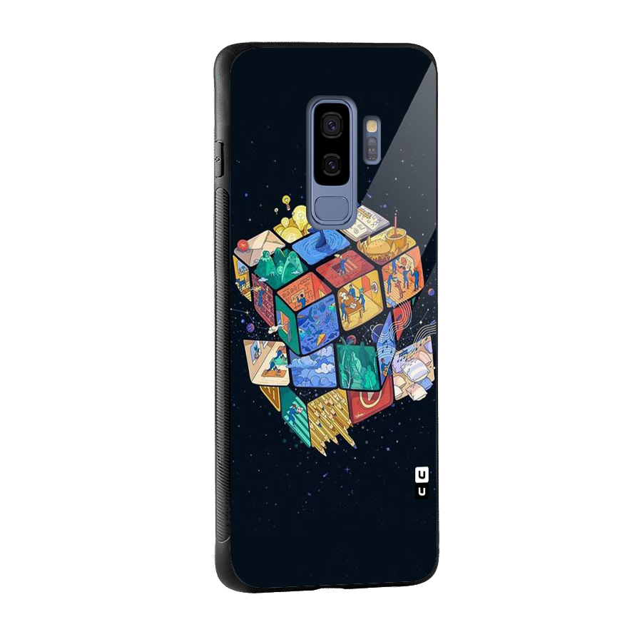 Coloured Rubic Glass Back Case for Galaxy S9 Plus