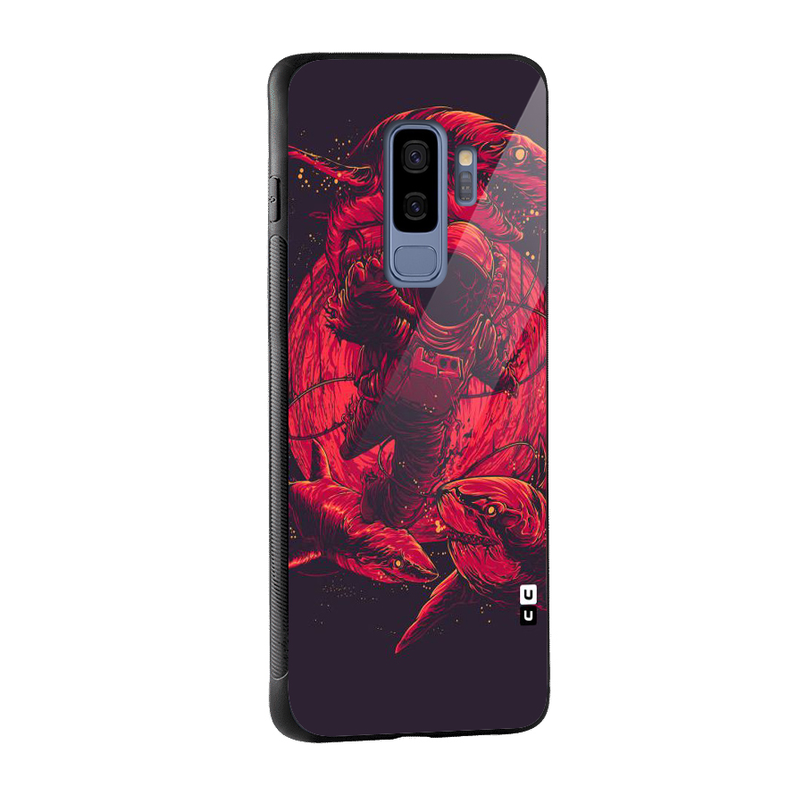 Coloured Spaceman Glass Back Case for Galaxy S9 Plus