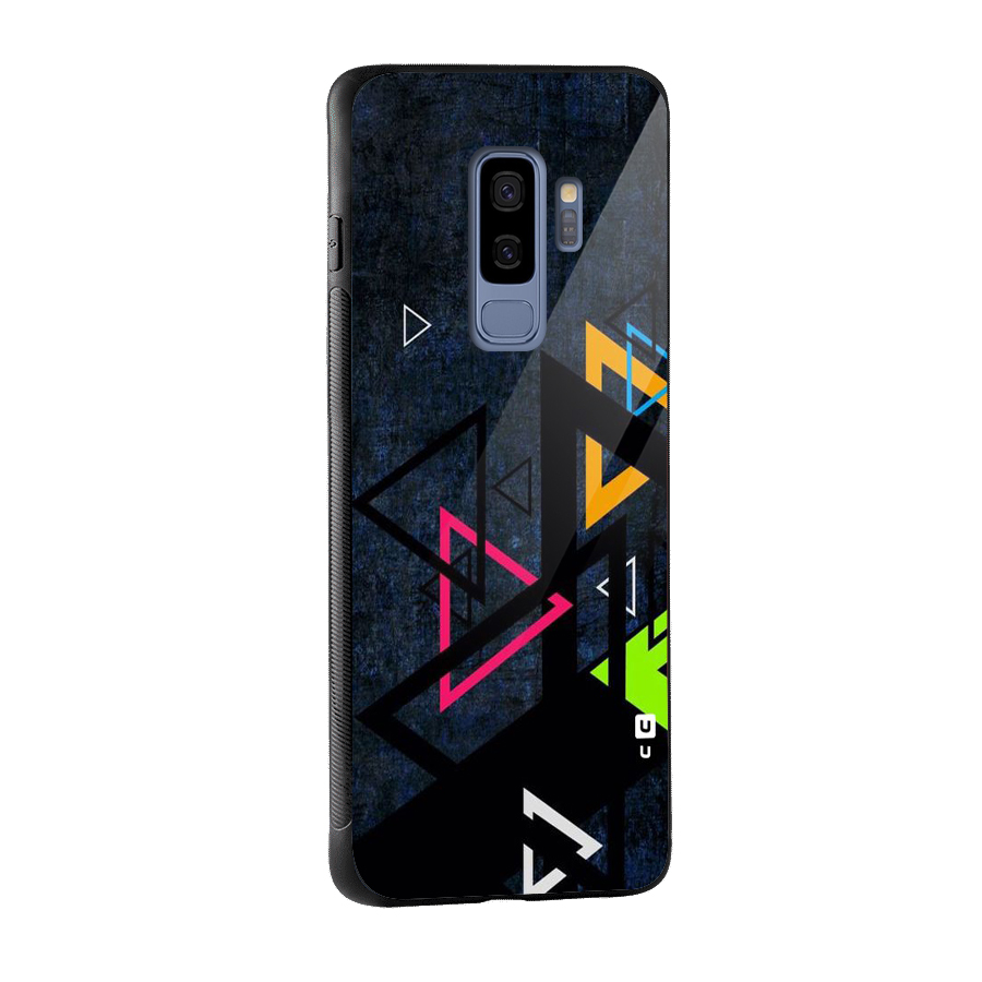 Coloured Triangles Glass Back Case for Galaxy S9 Plus