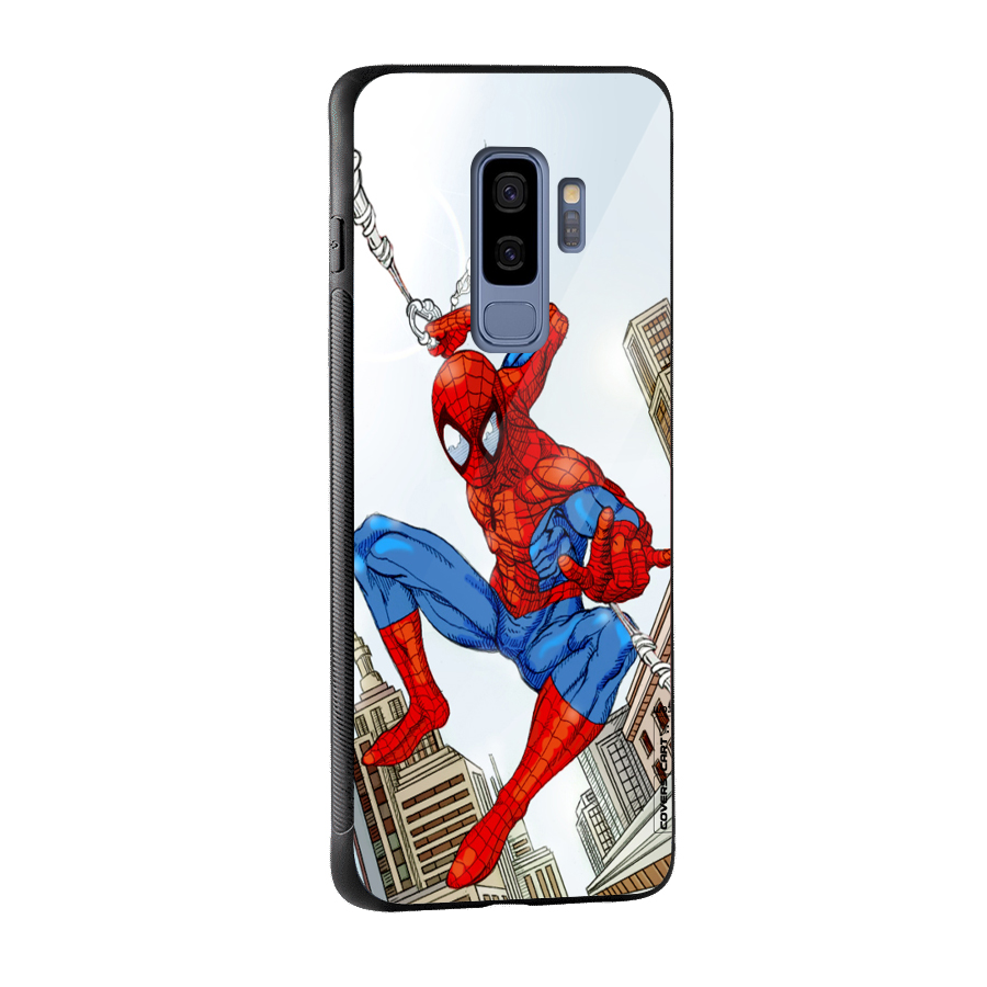 Comic Spider Man Glass Back Case for Galaxy S9 Plus