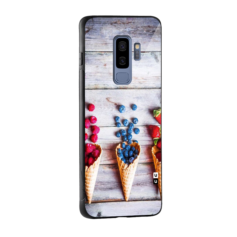 Cone Fruits Design Glass Back Case for Galaxy S9 Plus