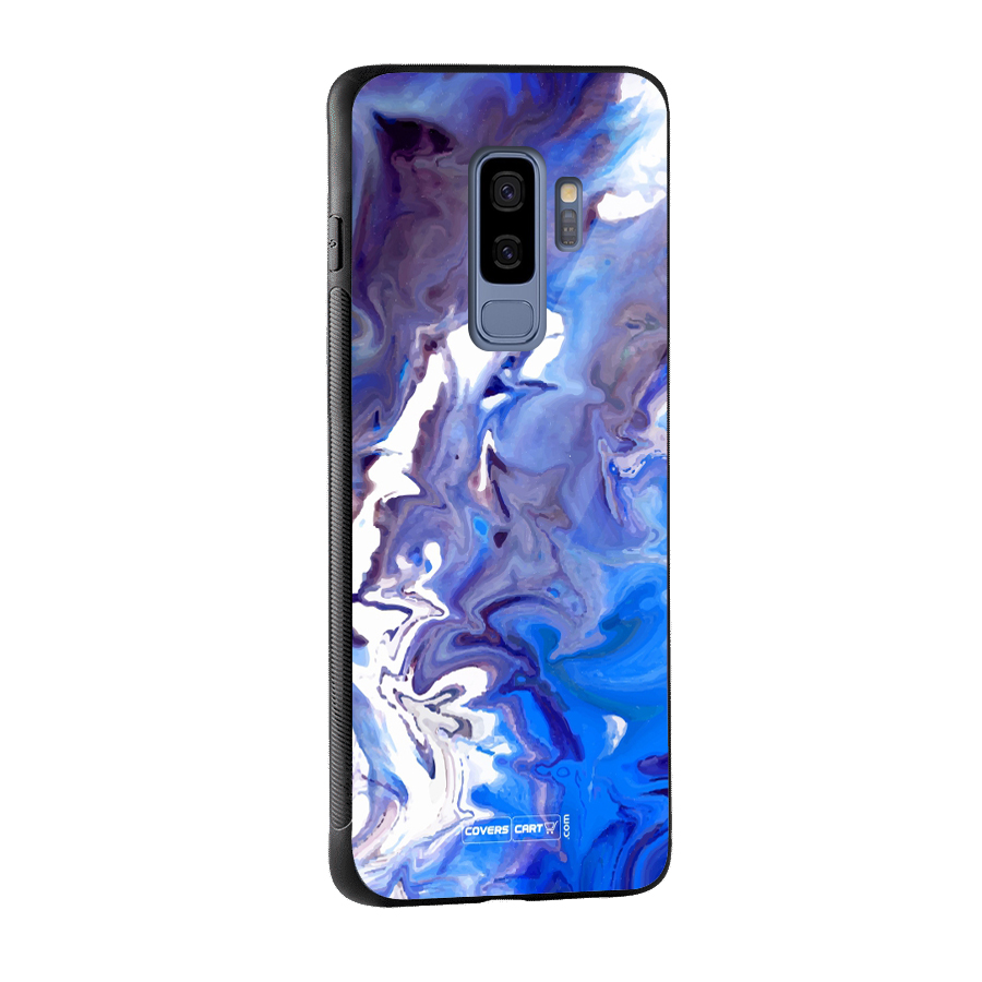 Cool Blue Marble Texture Glass Back Case for Galaxy S9 Plus