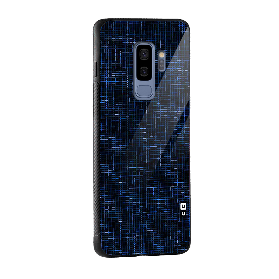 Criss Cross Blue Pattern Glass Back Case for Galaxy S9 Plus