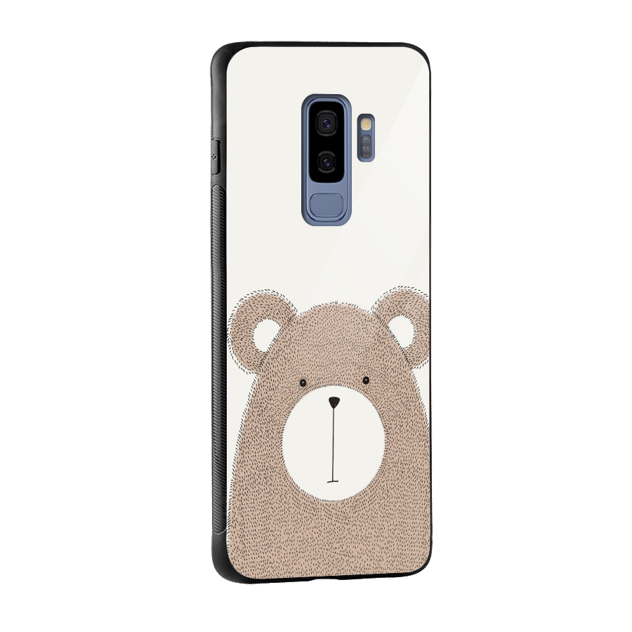 Cute Bear Glass Back Case for Galaxy S9 Plus