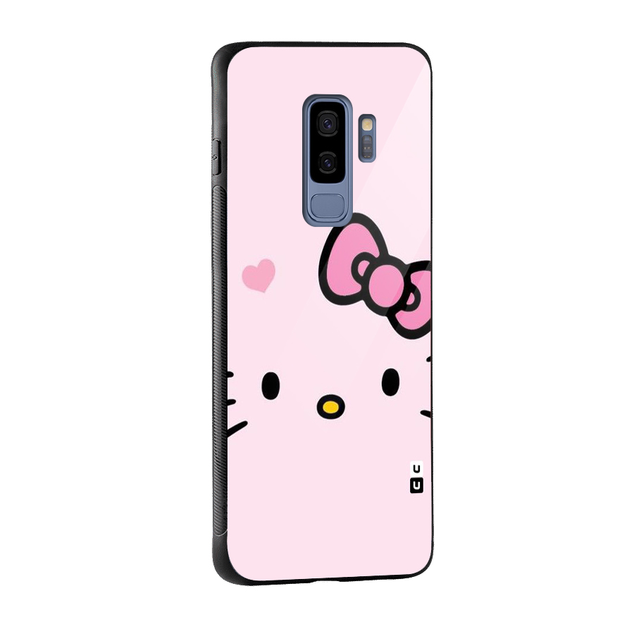 Cute Bow Face Glass Back Case for Galaxy S9 Plus