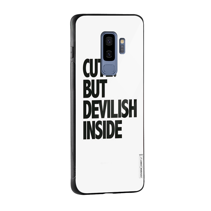 Cute But Devil Glass Back Case for Galaxy S9 Plus