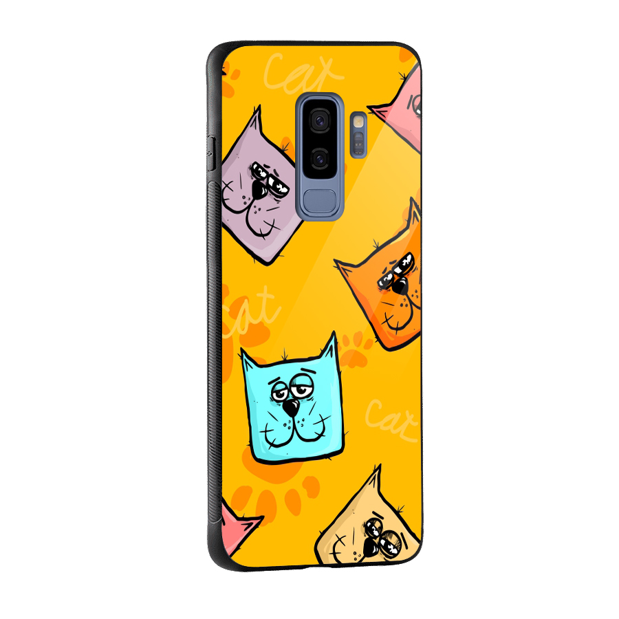 Cute Cat Pattern Glass Back Case for Galaxy S9 Plus