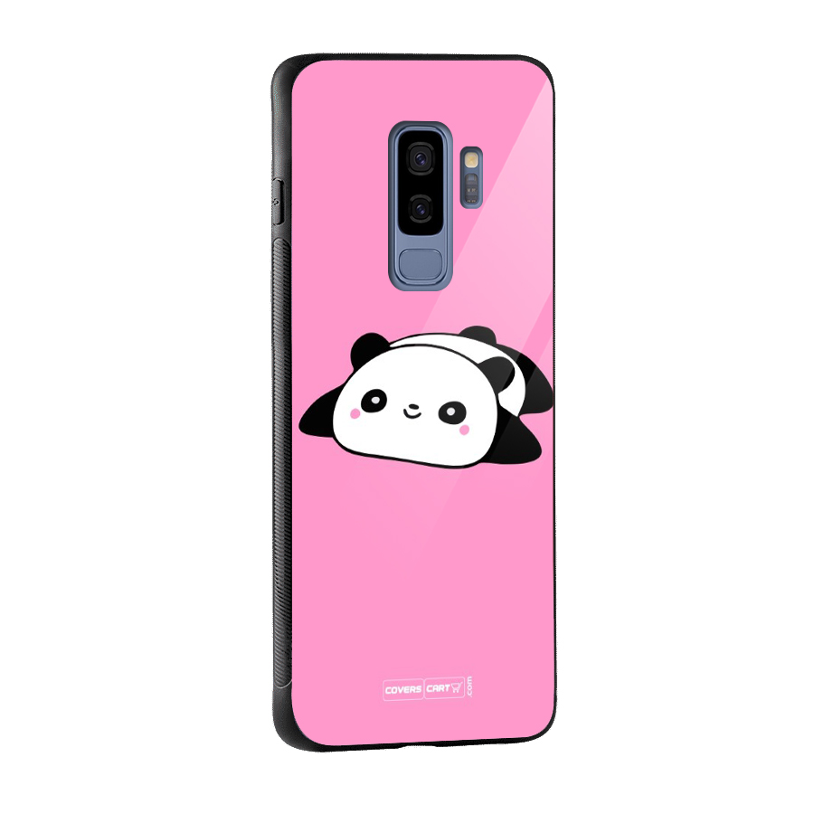 Cute Lazy Panda Glass Back Case for Galaxy S9 Plus