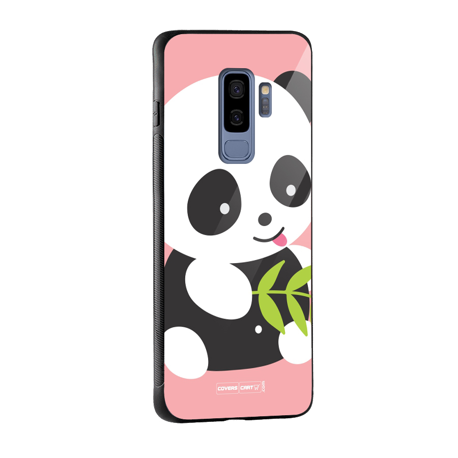 Cute Panda Pink Glass Back Case for Galaxy S9 Plus