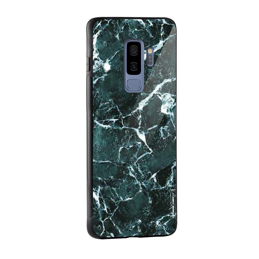 Dark Green Marble Glass Back Case for Galaxy S9 Plus