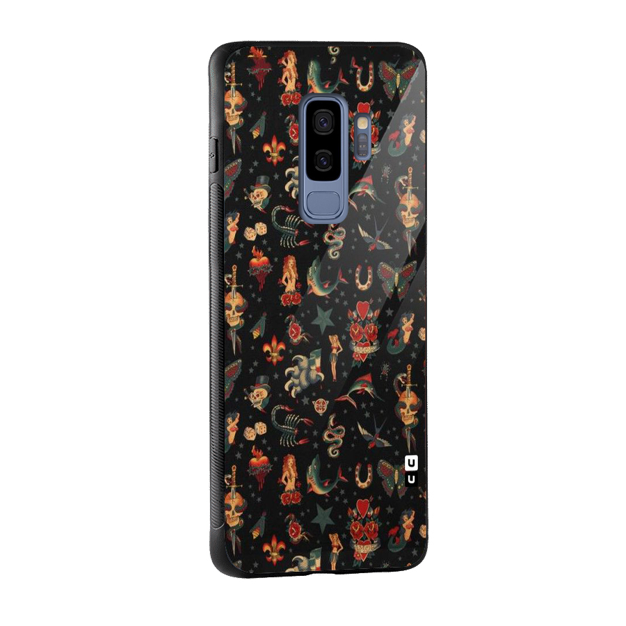 Dark Pattern Glass Back Case for Galaxy S9 Plus