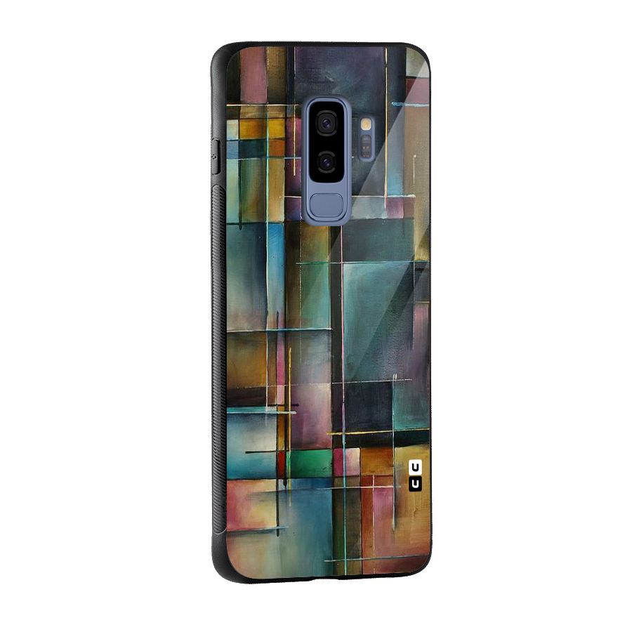 Dark Square Shapes Glass Back Case for Galaxy S9 Plus
