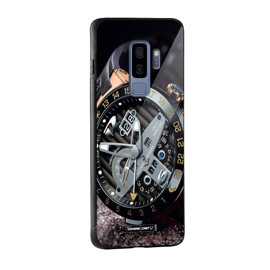 Designer Stylish Watch Glass Back Case for Galaxy S9 Plus