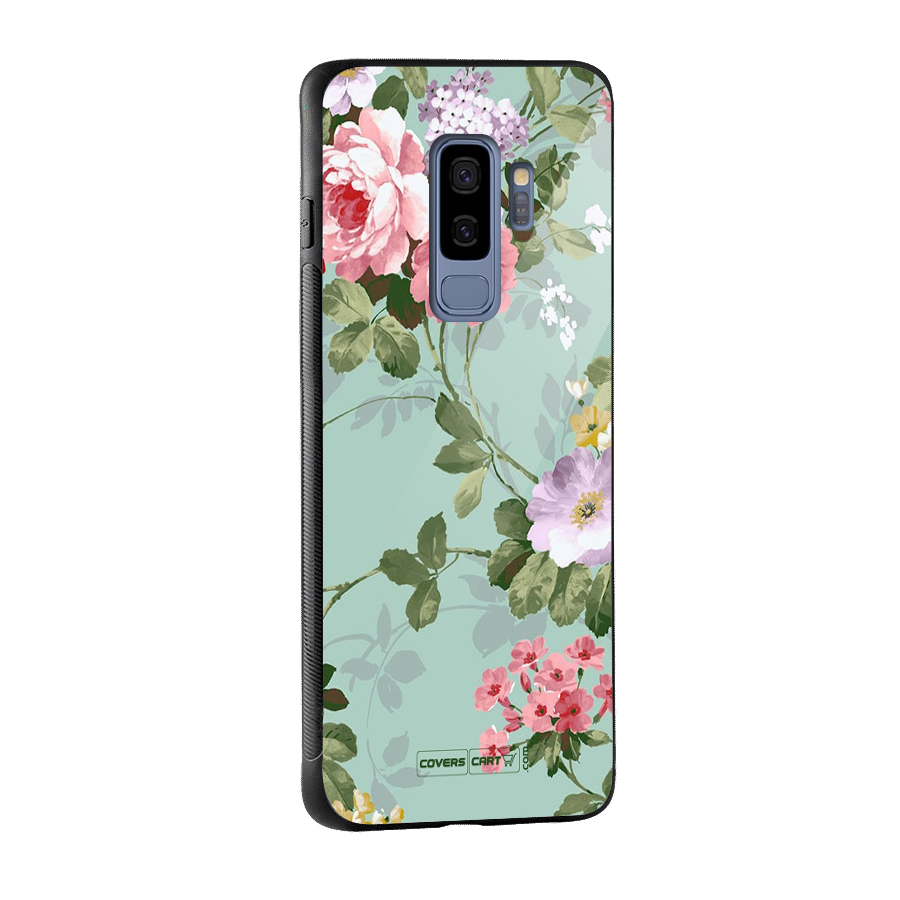 Desinger Floral Glass Back Case for Galaxy S9 Plus