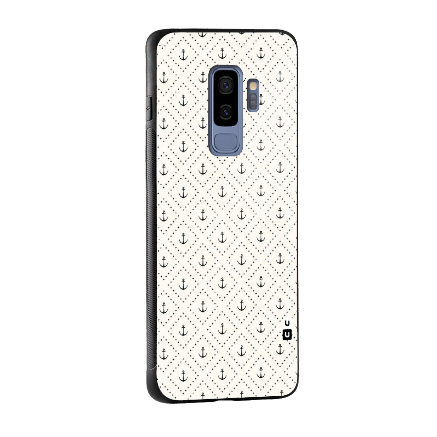 Diamond Anchor Design Glass Back Case for Galaxy S9 Plus