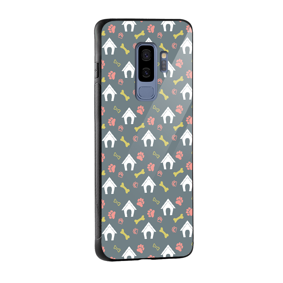 Dog Pattern Glass Back Case for Galaxy S9 Plus