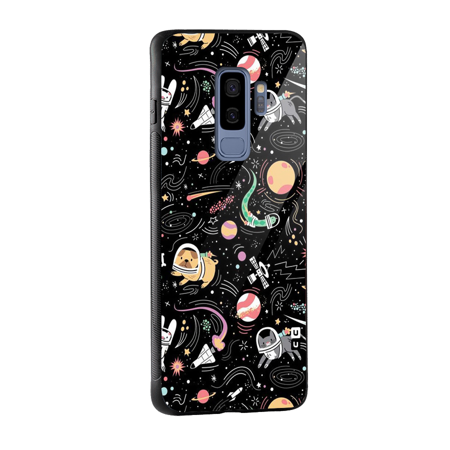 Dog Planetarium Glass Back Case for Galaxy S9 Plus